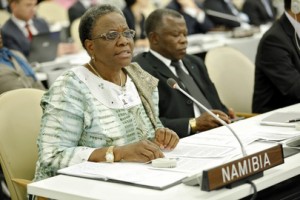 Namibia's foreign minister Netumbo Nandi-Ndaitwah addresses disability-inclusive development (UN Photo/Amanda Voisard)